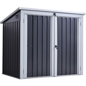 MHSTAR UK LTD Outsunny 2-Bin Corrugated Steel Rubbish Storage Shed w/ Locking Doors Lid Unit