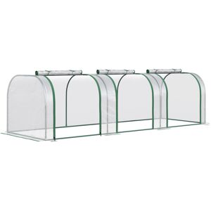 MHSTAR UK LTD Outsunny PVC Tunnel Greenhouse Green Grow House Steel Frame for Garden Backyard with Zipper Doors 295x100x80 cm, Clear