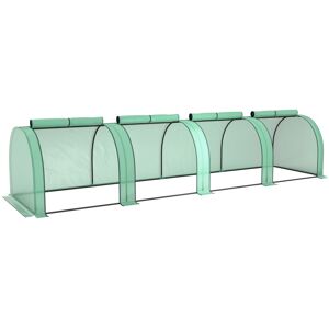 MHSTAR UK LTD Outsunny Mini Greenhouse, Small Polytunnel Green House with Zipped Doors, Steel Frame for Garden Backyard, 395 x 100 x 80cm, Green