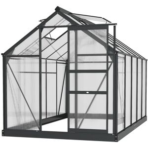 MHSTAR UK LTD Outsunny 6 x 10ft Polycarbonate Greenhouse, Large Walk-In Green House with Slide Door and Window, Garden Plants Grow House with Aluminium Frame and Fo