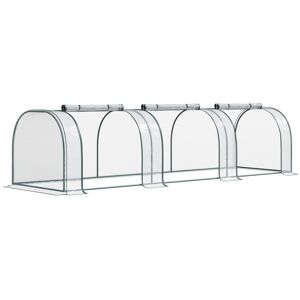 MHSTAR UK LTD Outsunny PVC Tunnel Greenhouse Plant Grow House Steel Frame for Garden Backyard with Zipper Doors, 350Lx100Wx80H cm, Transparent