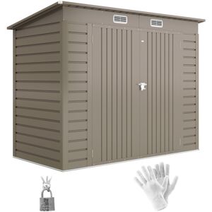 MHSTAR UK LTD Outsunny 8 x 4FT Metal Garden Shed, Outdoor Galvanised Storage Shed with Lockable Double Doors and 2 Vents, Light Grey