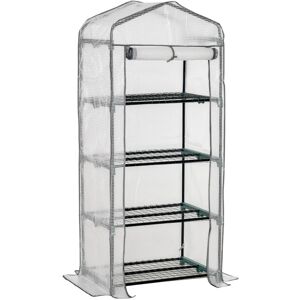 MHSTAR UK LTD Outsunny 4 Tiers Mini Portable Greenhouse Plant Grow Shed Metal Frame PE Cover 160H x 70L x 50Wcm