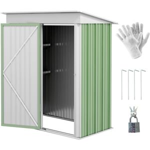 MHSTAR UK LTD Outsunny Steel Small Garden Shed, Outdoor Lean-to Shed with Adjustable Shelf, Lock and Gloves for Lawn Mower, Tool, Motor Bike, Patio, Lawn, 5x3 ft, G