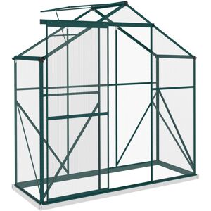 MHSTAR UK LTD Outsunny 6 x 2.5ft Polycarbonate Greenhouse, Walk-In Green House with Sliding Door, 5-Level Roof Vent, Rain Gutter, Garden Plants Grow House with Alum