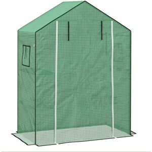 MHSTAR UK LTD Outsunny Walk-in Greenhouse Cover Replacement with Roll-up Door and Mesh Windows, Reinforced PE Hot House Cover, 140 x 73 x 190cm, Green