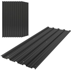 MHSTAR UK LTD Outsunny Corrugated Roofing Sheets, Pack of 12, Galvanised Metal Roofing Sheets for Greenhouse, Garage, Storage Shed, Carport, 129 x 45cm, Black