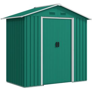 MHSTAR UK LTD Outsunny 6.5ft x 3.5ft Garden Storage Shed, Large Metal Shed for Outdoor Storage with Double Sliding Doors and 4 Vents, Green