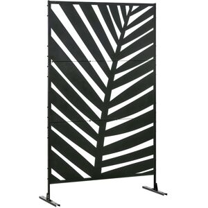 MHSTAR UK LTD Outsunny Outdoor Privacy Screen with Stand and Ground Stakes, 6.5FT Metal Outdoor Divider, Decorative Privacy Panel for Garden Patio Pool Hot Tub, Ban