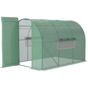 MHSTAR UK LTD Outsunny Large Polytunnel Walk-In Greenhouse, Plant Gardening Tunnel Hot House with Metal Hinged Door, Galvanised Steel Frame & Mesh Windows (3 x 2M)