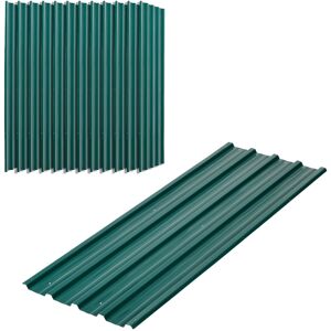 MHSTAR UK LTD Outsunny Corrugated Roofing Sheets, Pack of 12, Galvanised Metal Roofing Sheets for Greenhouse, Garage, Storage Shed, Carport, 129 x 45cm, Green
