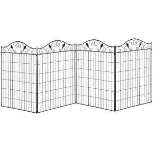 MHSTAR UK LTD Outsunny Garden Decorative Fence 4 Panels 44in x 12ft Metal Wire Landscape Border Edging