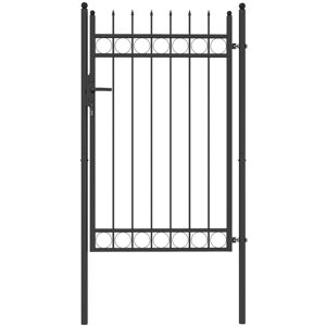 MHSTAR UK LTD Outsunny Galvanised Steel Garden Gate, Outdoor Fence Gate Security Barrier with Lock, Keys and Handle, Outdoor Entrance Way Door with Classic Finials,