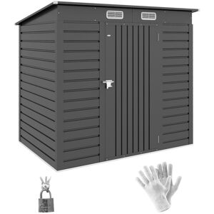 MHSTAR UK LTD Outsunny 6.3 x 4.3FT Garden Shed. Galvanised Metal Shed, Outdoor Tool Storage Shed with Pent Roof, Lockable Door and 2 Vents, Grey