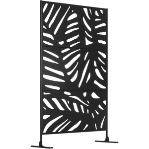 MHSTAR UK LTD Outsunny Decorative Privacy Screen with Stand, 6.5FT Freestanding Metal Outdoor Divider, Decorative Privacy Panel with Expansion Screws for Garden Pat