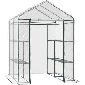 MHSTAR UK LTD Outsunny Metal Frame Walk in Grow Herb Plant Portable Greenhouse Transparent 143 L x 143W x 195H cm