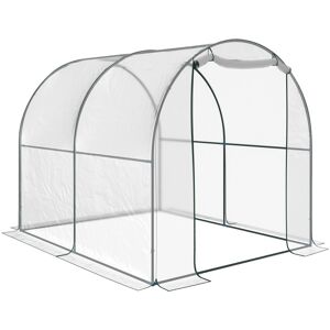MHSTAR UK LTD Outsunny Walk-in Polytunnel Greenhouse with Roll-up Door Transparent Tunnel Greenhouse with Steel Frame and PVC Cover, 2.5 x 2m