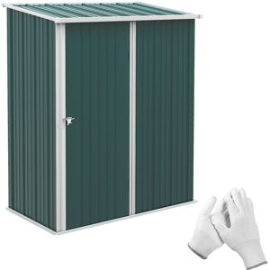 MHSTAR UK LTD Outsunny 5ft x 3ft Lean to Garden Shed, Metal Outdoor Storage Shed with Single Lockable Door, Tool Storage Shed for Garden, Patio, Lawn, Green