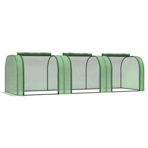 MHSTAR UK LTD Outsunny Mini Greenhouse, Small Polytunnel Green House with Zipped Doors, Steel Frame for Garden Backyard, 295 x 100 x 80cm, Green