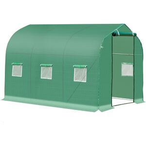 MHSTAR UK LTD Outsunny Polytunnel Greenhouse with Windows and Door, Walk in Greenhouse for Garden, Backyard (3 x 2M)