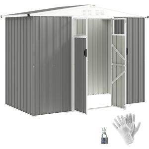 MHSTAR UK LTD Outsunny 8 x 4 ft Metal Garden Shed, Garden Storage Shed with Window, 4 Vents and Lockable Door, Waterproof Galvanised Steel Tool Storage Shed, Light