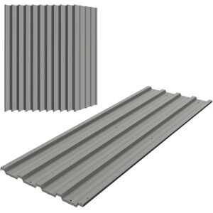 MHSTAR UK LTD Outsunny Corrugated Roofing Sheets, Pack of 12, Galvanised Metal Roofing Sheets for Greenhouse, Garage, Storage Shed, Carport, 129 x 45cm, Light Grey