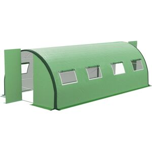 MHSTAR UK LTD Outsunny 6 x 3(m) Walk-in Polytunnel Greenhouse with Upgraded Structure, 2 Hinged Doors, 8 Mesh Windows, Tunnel Warm House Tent with UV-resistant PE C