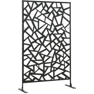 MHSTAR UK LTD Outsunny Outdoor Privacy Screen with Stand and Expansion Screws, 6.5FT Metal Outdoor Divider, Decorative Privacy Panel for Garden Patio Pool Hot Tub,