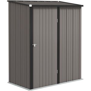MHSTAR UK LTD Outsunny 5ft x 3ft Lean to Garden Shed, Metal Outdoor Storage Shed with Single Lockable Door, Tool Storage Shed for Garden, Patio, Light Grey