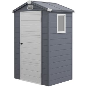 MHSTAR UK LTD Outsunny 4 x 3ft Garden Shed with Foundation Kit, Polypropylene Outdoor Storage Tool House with Ventilation Slots and Lockable Door, Grey