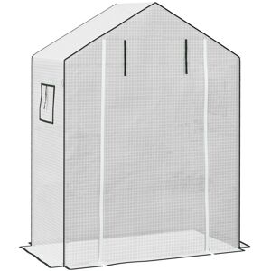 MHSTAR UK LTD Outsunny Walk-in Greenhouse Cover Replacement with Roll-up Door and Mesh Windows, Reinforced PE Hot House Cover, 140 x 73 x 190cm, White