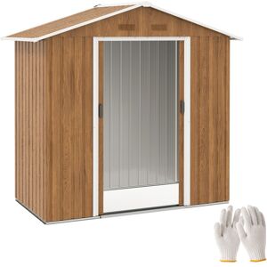 MHSTAR UK LTD Outsunny 6.5 x 3.5ft Metal Garden Shed, Outdoor Storage Shed for Tool Organization with Double Sliding Doors and 4 Vents for Garden, Patio, Chocolate