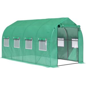 MHSTAR UK LTD Outsunny Polytunnel Greenhouse with Windows and Door, Walk in Greenhouse for Garden, Backyard (4 x 2M)