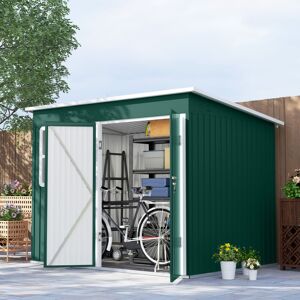 MHSTAR UK LTD Outsunny 8.5 x 6ft Storage Shed Galvanised Steel Garden Shed, Metal Shed with Foundation Kit, Window, Lockable Wide Doors and Air Vents for Outdoor Pa