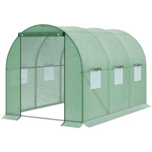 MHSTAR UK LTD Outsunny Walk-in Polytunnel Greenhouse, Outdoor Garden Tunnel Greenhouse Tent with Zipped Roll-Up Door and 6 Mesh Windows, 3 x 2M