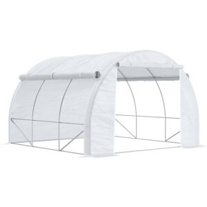 MHSTAR UK LTD Outsunny 3 x 3 x 2 m Polytunnel Greenhouse with Roll-up Side Walls, Walk-in Grow House Tent with Steel Frame, Reinforced Cover, Zippered Door and Wind