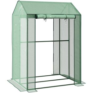 MHSTAR UK LTD Outsunny Mini Greenhouse, 2-Room Green House for Garden with 2 Roll-up Doors, Vent Holes and Reinforced PE Cover, 100 x 80 x 150cm, Green