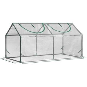 MHSTAR UK LTD Outsunny Mini Greenhouse Portable Flower Planter Vegetable Grow House for Garden Backyard with Zipped Windows, 120 x 60 x 60 cm, Clear