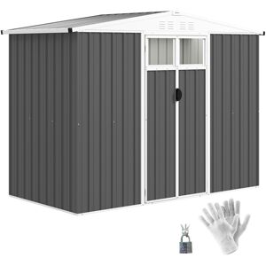 MHSTAR UK LTD Outsunny 8 x 4 ft Metal Garden Shed, Garden Storage Shed with Window, 4 Vents and Lockable Door, Waterproof Galvanised Steel Tool Storage Shed, Dark G