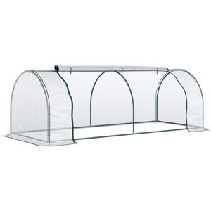 MHSTAR UK LTD Outsunny Tunnel Greenhouse Green Grow House for Garden Outdoor, Steel Frame, PVC Cover, Transparent, 250 x 100 x 80cm