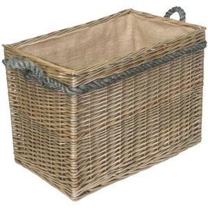 Red Hamper Rectangular Rope Handled Wicker Log Basket - Large Red Hamper Rectangular Rope Handled Wicker Log Basket - Large