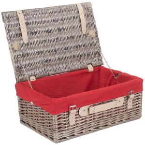 Red Hamper 46cm Antique Wash Wicker Picnic Basket with Cotton Lining - Red Red Hamper 46cm Antique Wash Wicker Picnic Basket with Cotton Lining - Red