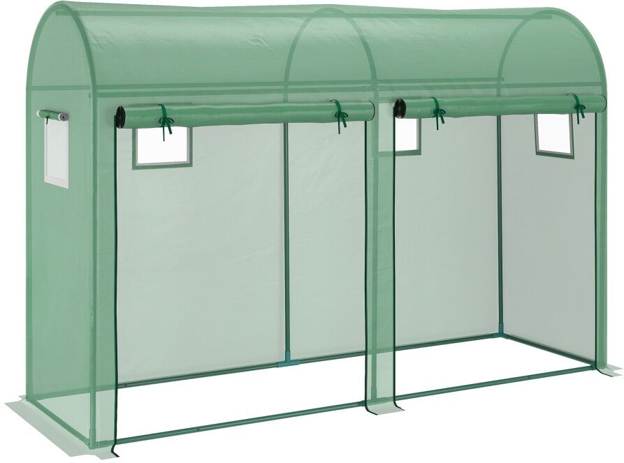 MHSTAR UK LTD Outsunny Garden Plant Tomato Growth Greenhouse W/ Double Doors & 4 Windows PE Cover Steel Frame Green, 3L x 1W x 2H (m)