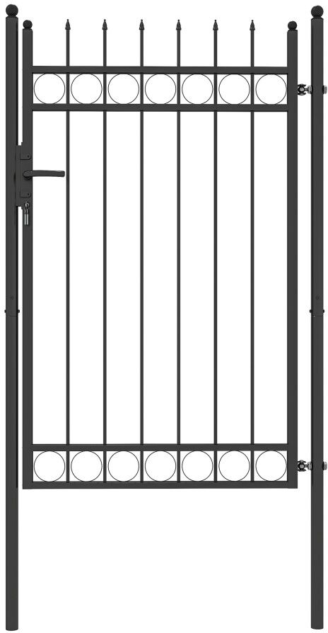 MHSTAR UK LTD Outsunny Galvanised Steel Garden Gate, Outdoor Fence Gate Security Barrier with Lock, Keys and Handle, Outdoor Entrance Way Door with Classic Finials,