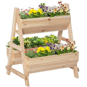 MHSTAR UK LTD Outsunny Raised Garden Bed Wood Planter Box with Stand for Vegetables Flowers