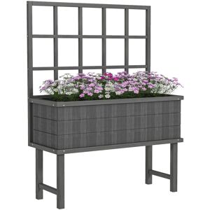 MHSTAR UK LTD Outsunny Wooden Raised Planter with Trellis for Vine Climbing Plants, Elevated Garden Bed with Drainage Holes and Bed Liner for Vegetables, Flowers, H