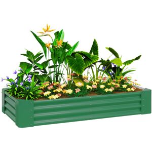 MHSTAR UK LTD Outsunny Galvanised Raised Garden Bed, 180 x 90 x 30cm Raised Bed with Reinforcing Bars, Outdoor Raised Planter with Open Bottom for Vegetables, Flowe