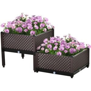 MHSTAR UK LTD Outsunny 2-Piece Raised Garden Bed Planter Box for Flowers, Vegetables, Herbs