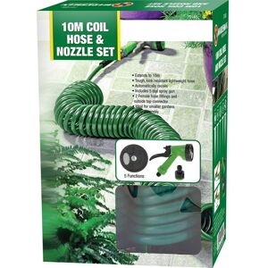 MantraRaj Infotech LTD. MantraRaj 10M 15M 30M Garden Hose Pipe Expandable Garden Coil Hose Spray Gun Hosepipes Coil 5 Function Pipe Reel Water Spray Gun Nozzle Plant & Flower