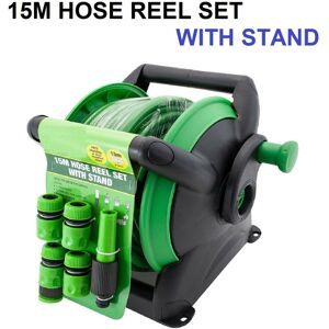 MantraRaj Infotech LTD. MantraRaj 15M Compact Garden Hose Pipe Reel Tough Water Pipe Standing Wall Mounted Fittings Set Portable Hose Pipe Reel Lightweight for Watering G